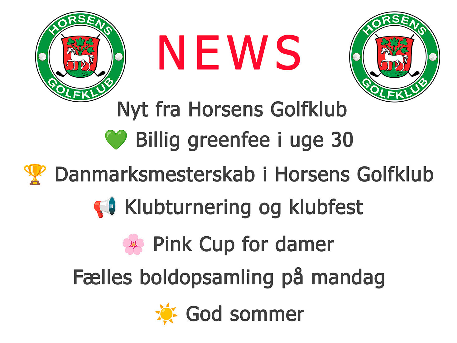Nyt Fra Horsens Golfklub 15 07 2026